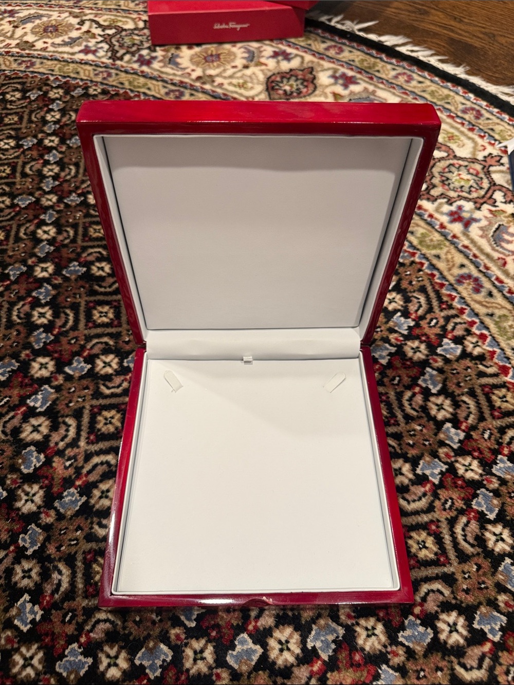 Red  wooden Jewelry Display Box with White Interior